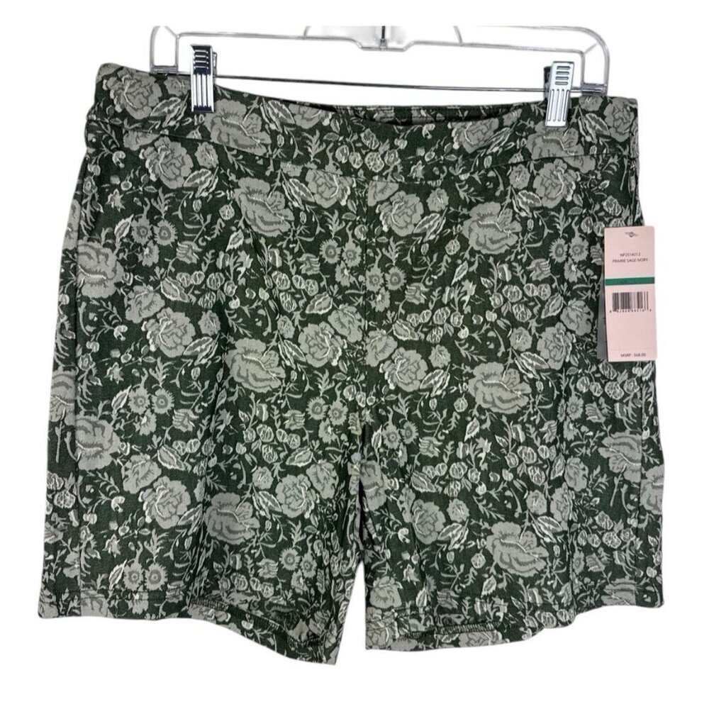 Nanette‎ Lepore NWT Women's L Pull On Damask Shorts Green Creme